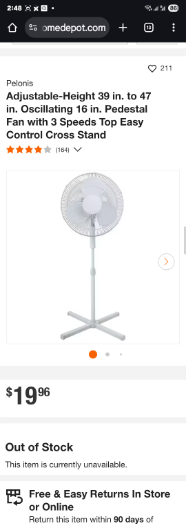 Pelonis Adjustable Pedestal Fan - photo 2
