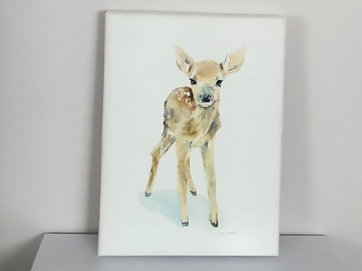 Susan windsor hand embellished giclee of Deer fawn. 12 x 16 in image indicator(3)