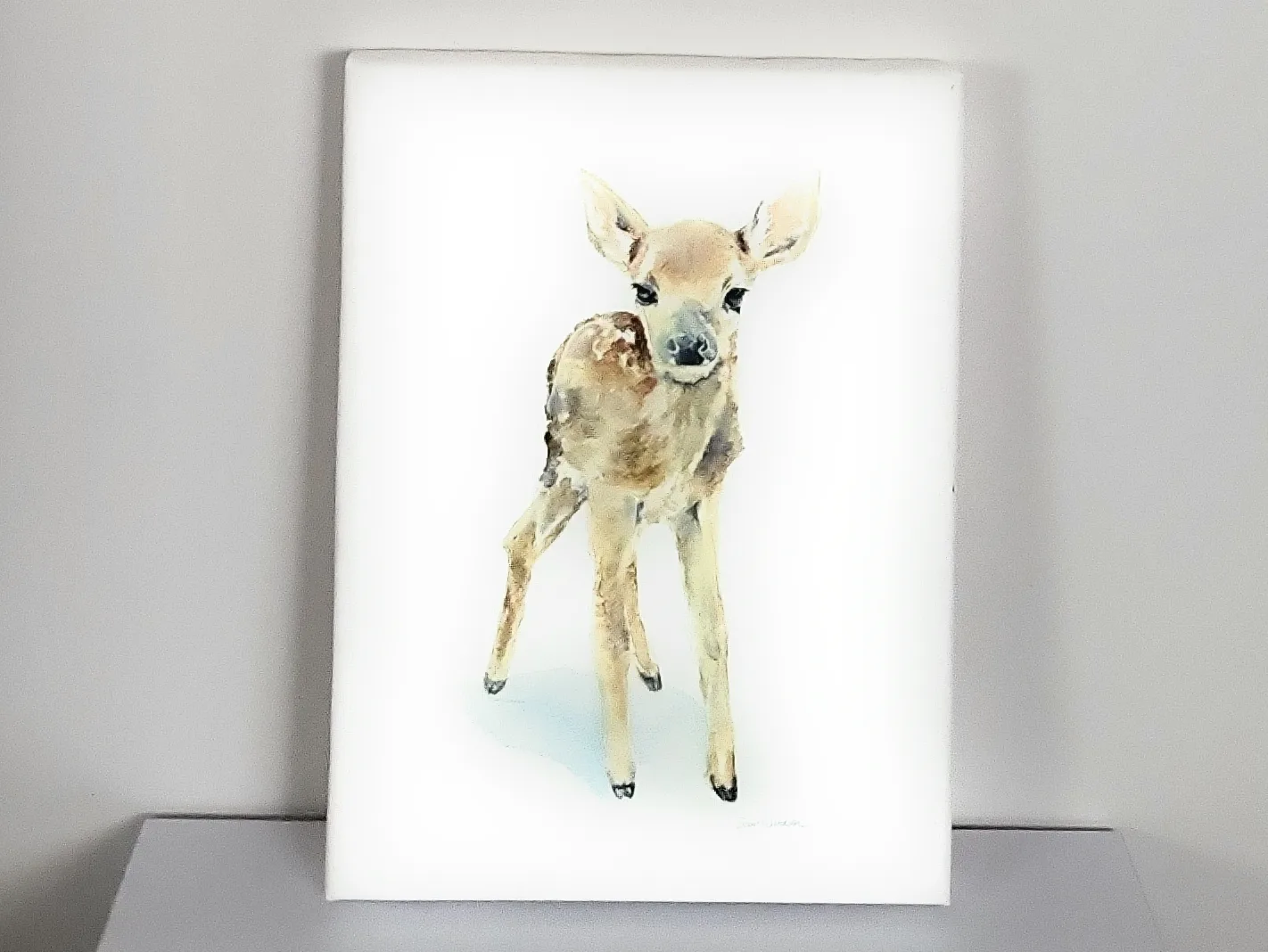 Susan windsor hand embellished giclee of Deer fawn. 12 x 16 in image indicator(4)