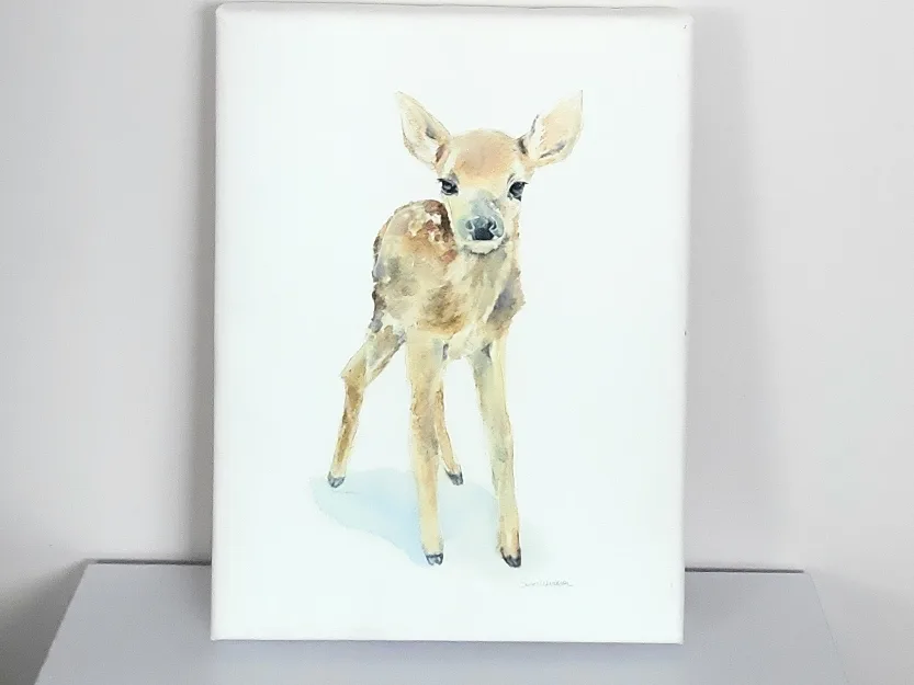 Susan windsor hand embellished giclee of Deer fawn. 12 x 16 in image indicator(6)