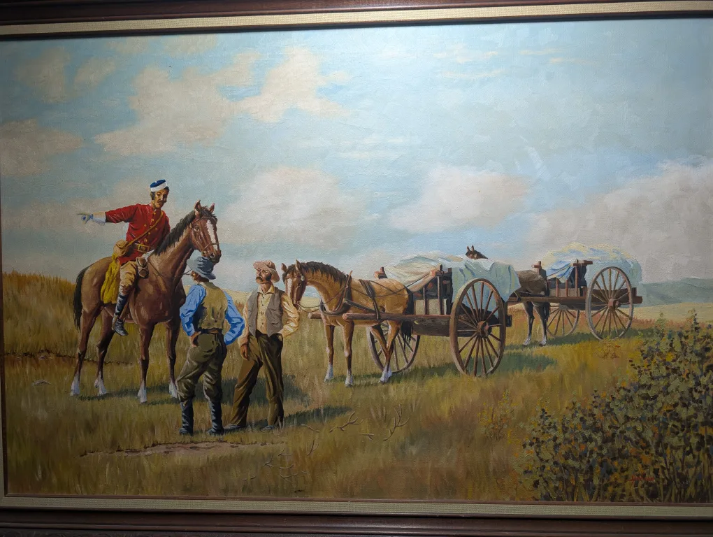 Mounted Officer and Wagons Painting by Spelman thumbnail