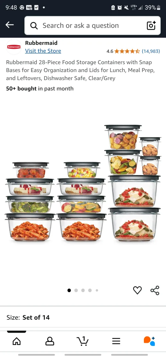 Rubbermaid 28-Piece Food Storage Set - New in Box! image indicator(3)