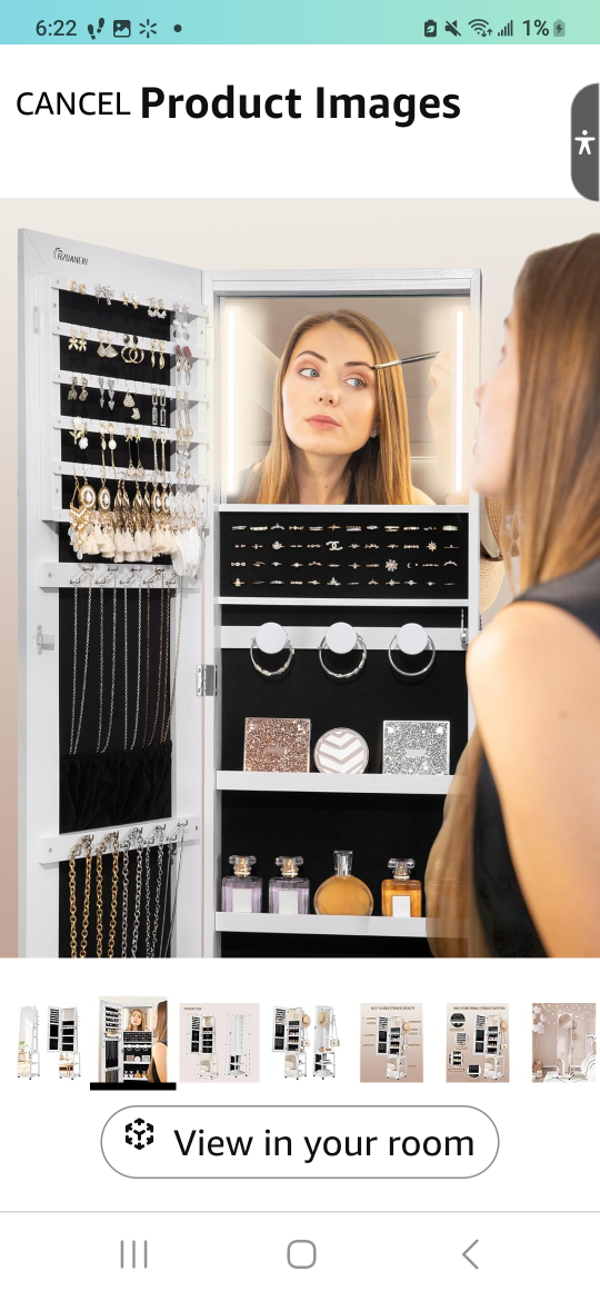 HUAJIAYI White Jewelry Armoire with Mirror