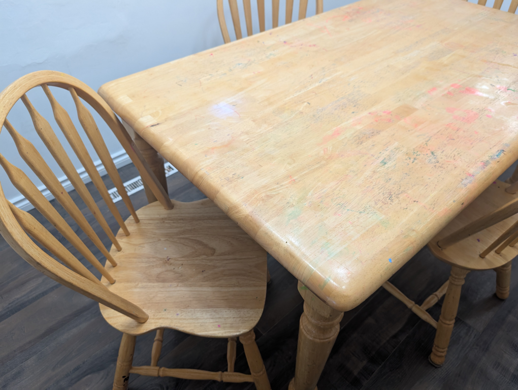 Solid Wood Dining Table with 4 Chairs - Light Wood Oak - photo 2
