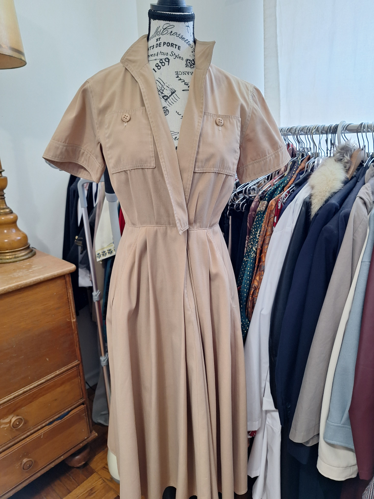 Vintage Safari Style Dress - Beige - photo 2