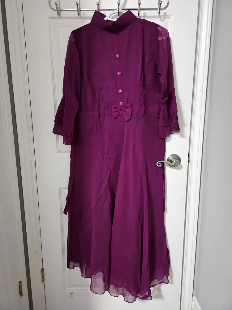 BNWOT Purple Chiffon Dress sz M/L image indicator(2)
