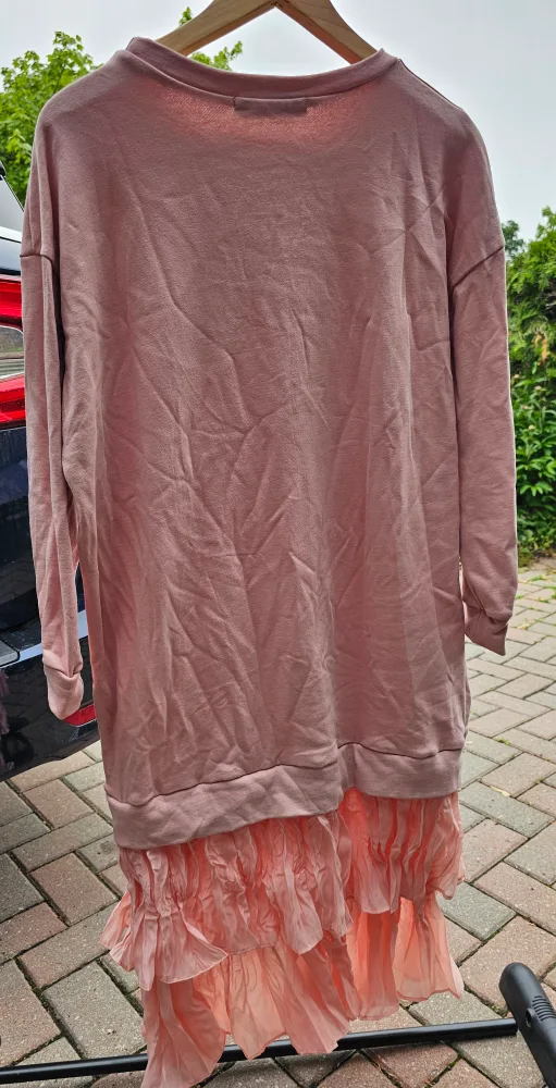 Pink Sweater Dress with Ruffle Detail thumbnail