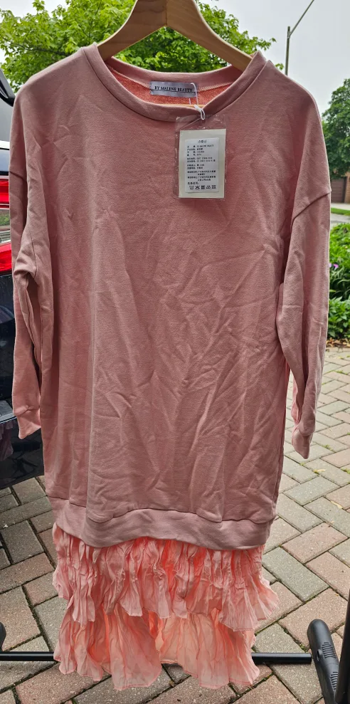 Pink Sweater Dress with Ruffle Detail image indicator(2)