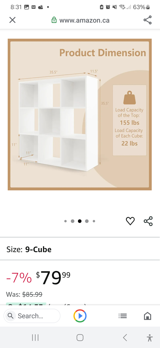 9 - Cube White Storage Shelf / organizer / box shelf - photo 2