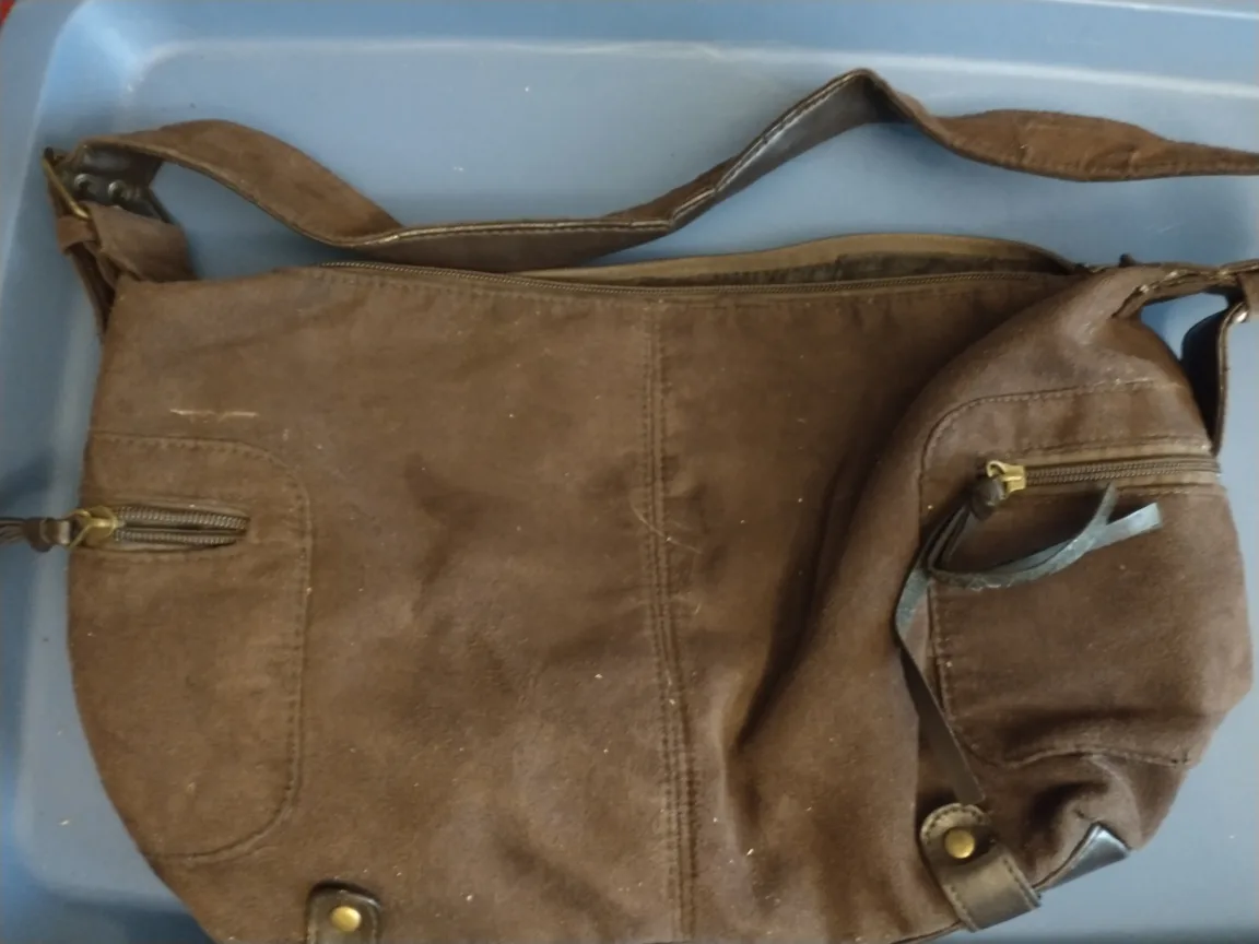 BROWN FAUX SUEDE PURSE thumbnail