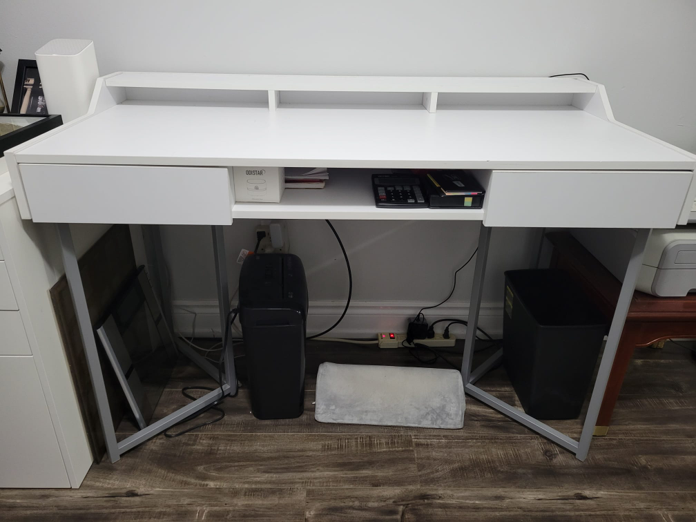 White Computer Desk with Storage Drawers