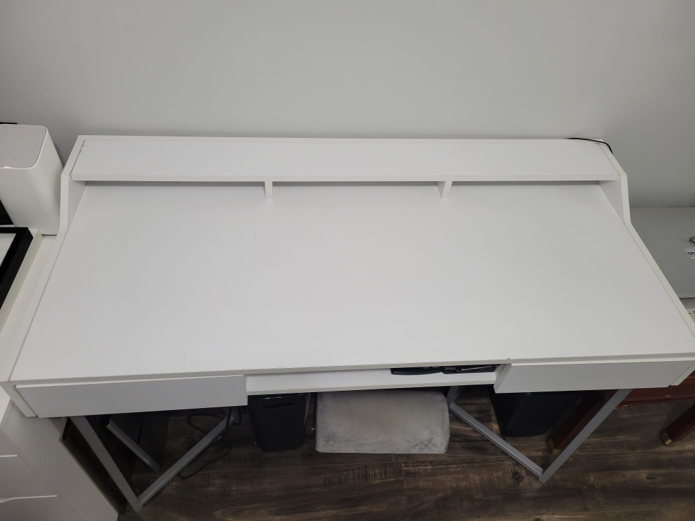 White Computer Desk with Storage Drawers - photo 2