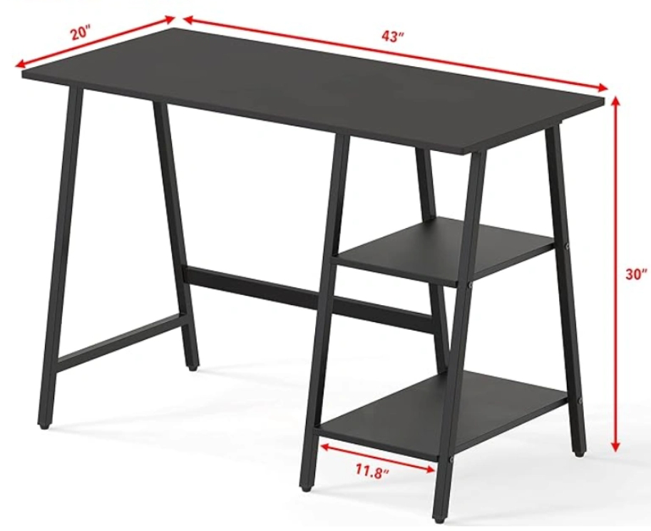 Black computer Desk with Shelves