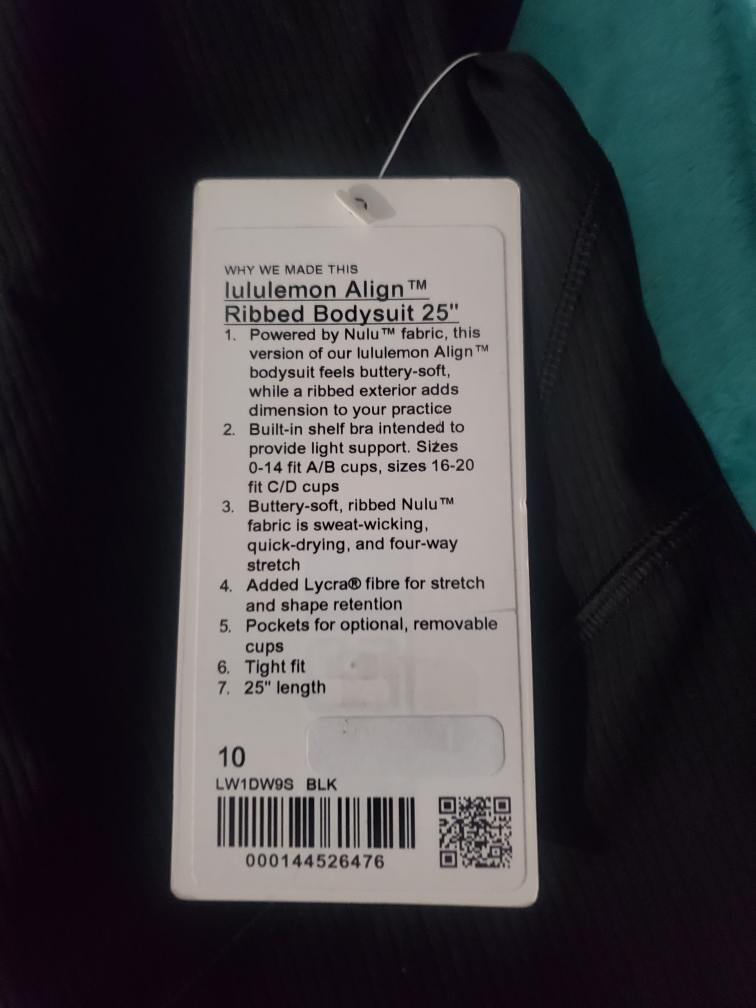 Lululemon Align Ribbed Bodysuit 25" - Black - Size 10
