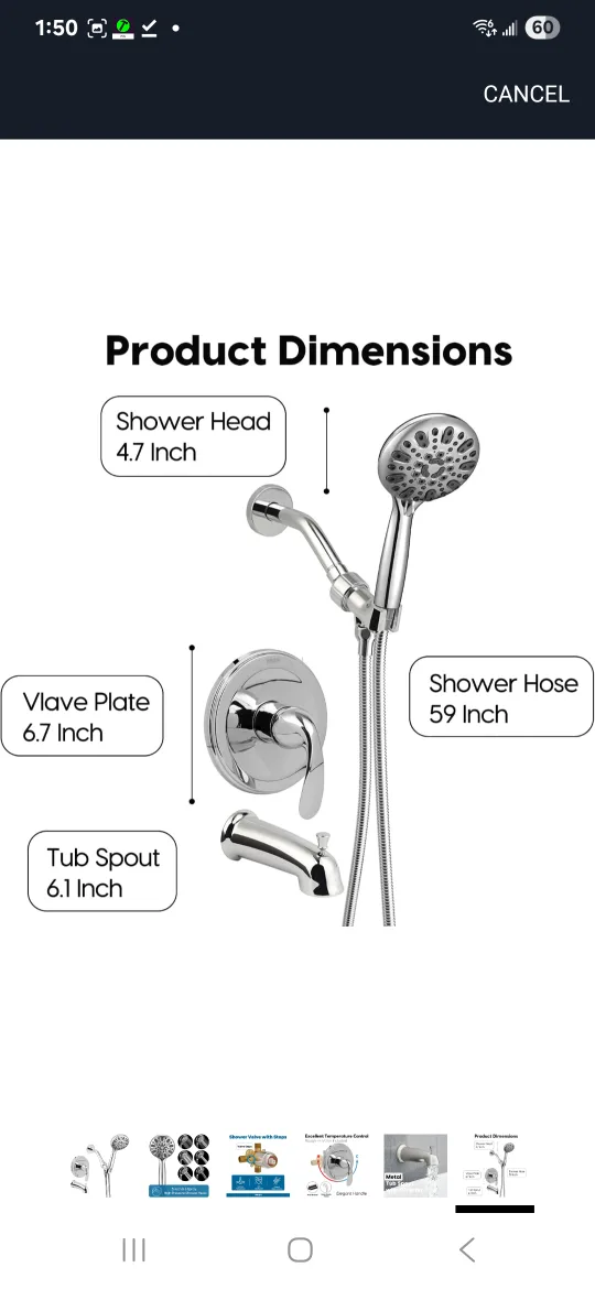 Chrome Tub Shower Faucet image indicator(4)