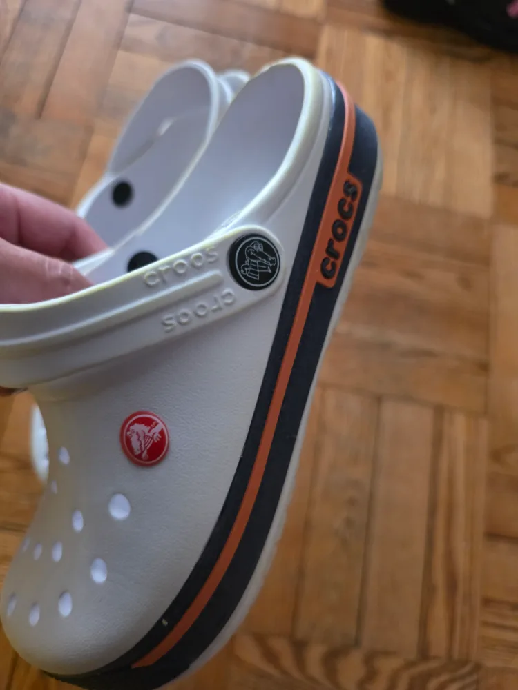 Crocs Clogs - White with Orange Stripe 40 thumbnail
