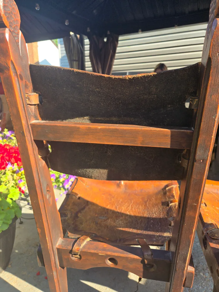 Rustic Leather & Wood Dining Chairs image indicator(9)