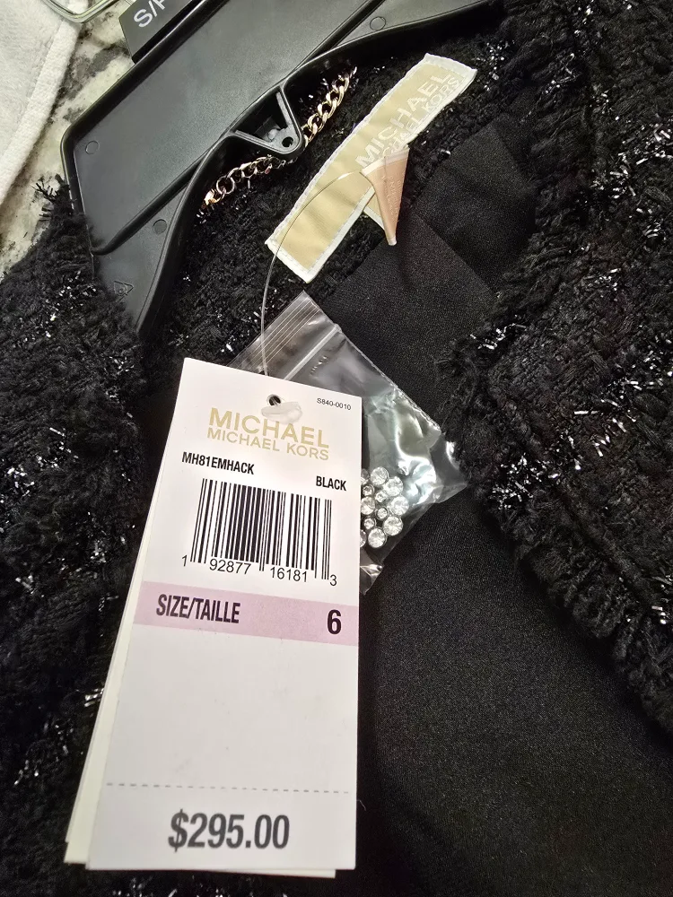 Michael Kors Black Tweed Jacket, Size 6 image indicator(3)