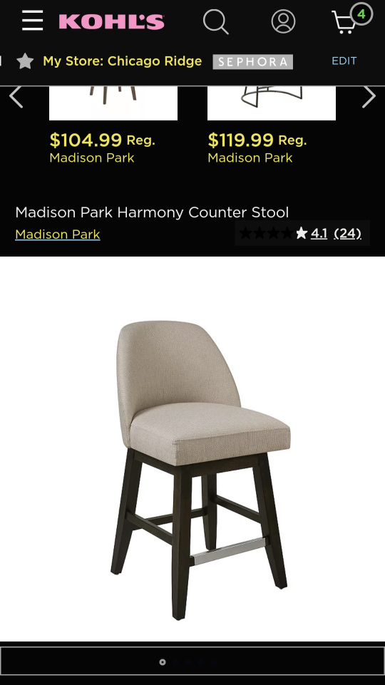 (4) Madison Park Harmony Counter Stool