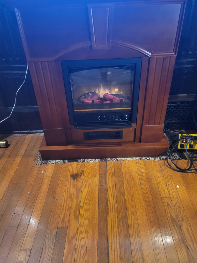 Electric Fireplace with Wooden Mantel