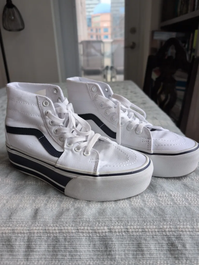 Vans Sk8-Hi Platform White/Navy - Women's Size 7 thumbnail