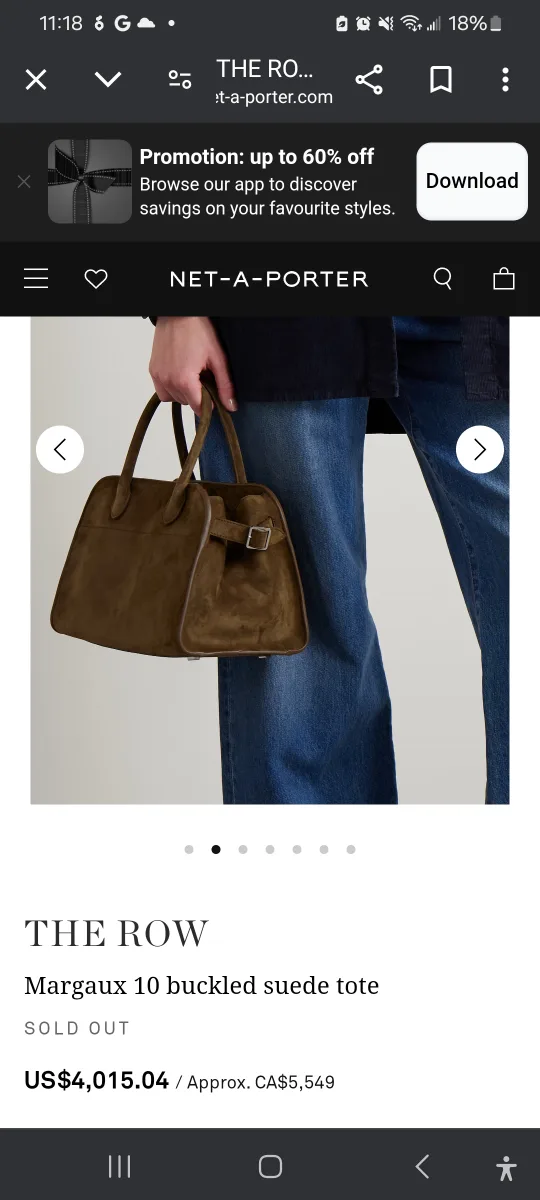 The Row Style Suede Handbag with Shoulder Strap image indicator(5)