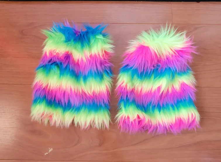 Rainbow Furry Leg Warmers thumbnail