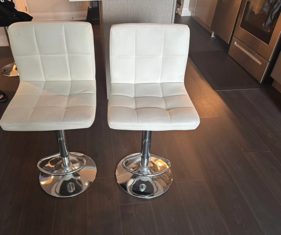 White Padded Bar Stools - Set of 2
