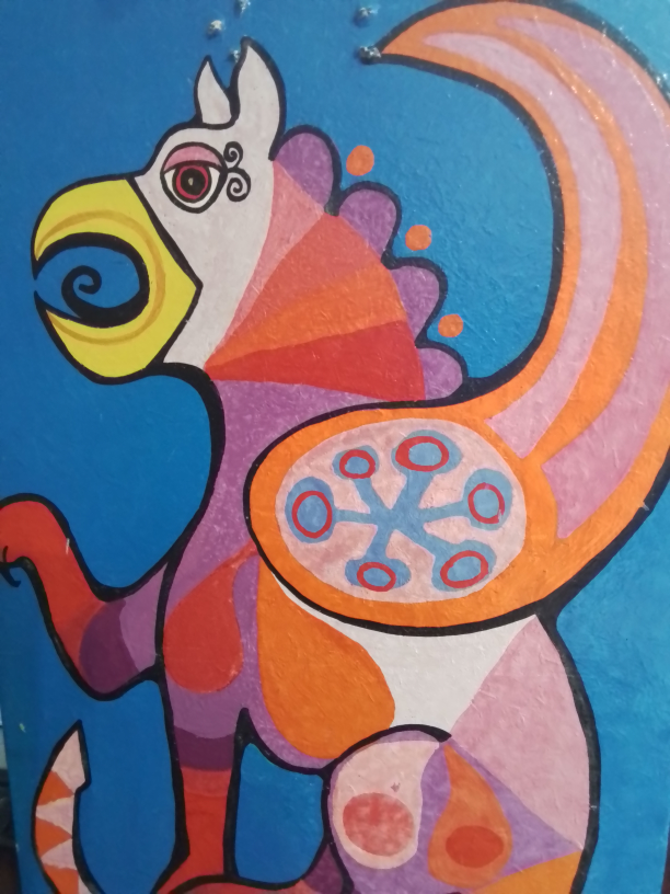 Vintage Griffin Painting, Signed AMC '69