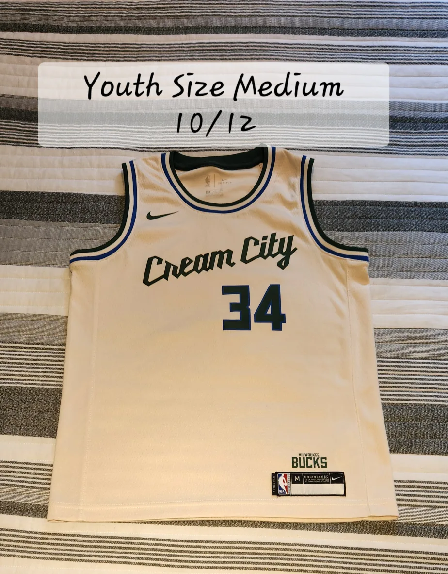 Youth size 10/12 Milwaukee Bucks Cream City Jersey image indicator(4)