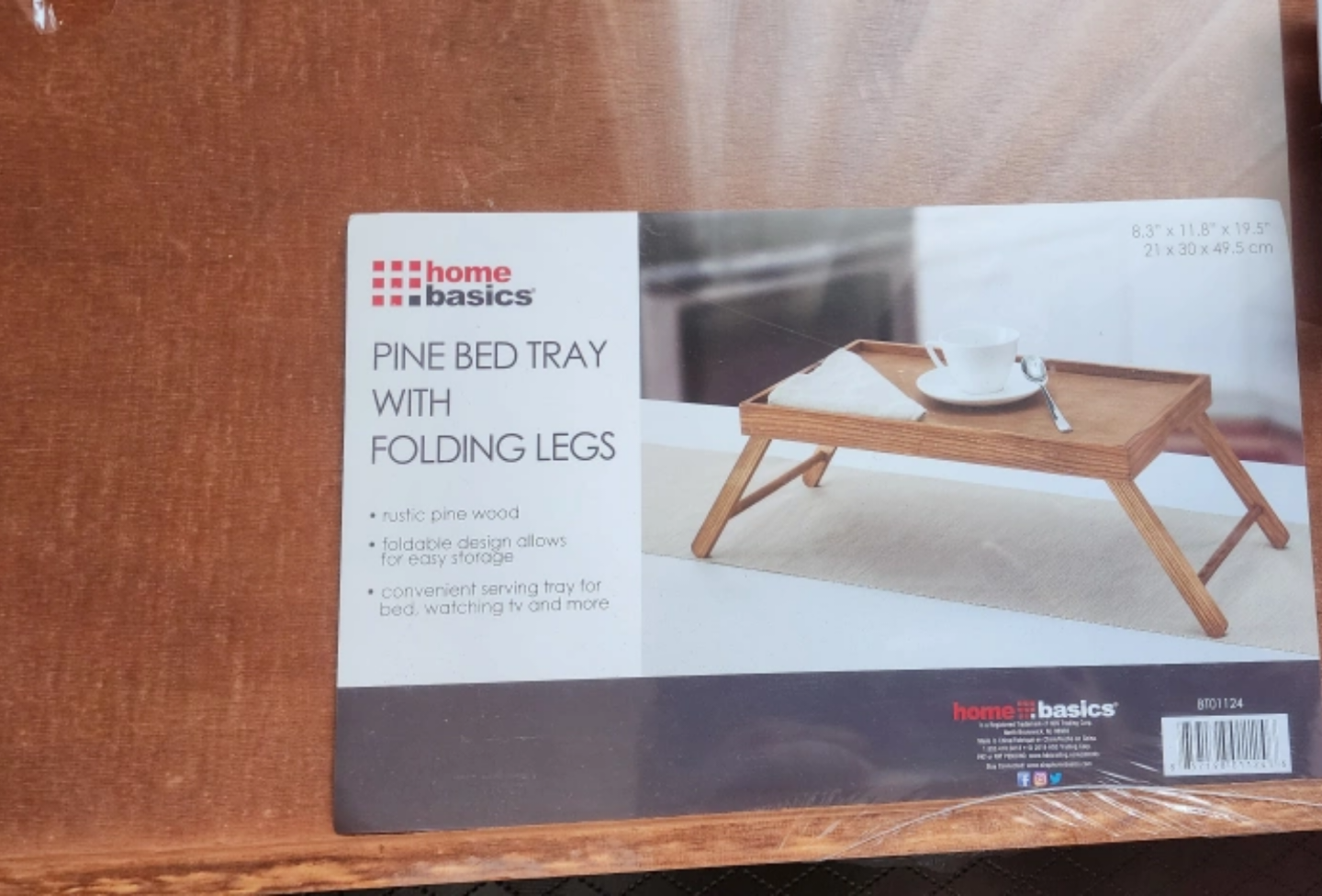 Home Basics Pine Bed Tray with Folding Legs