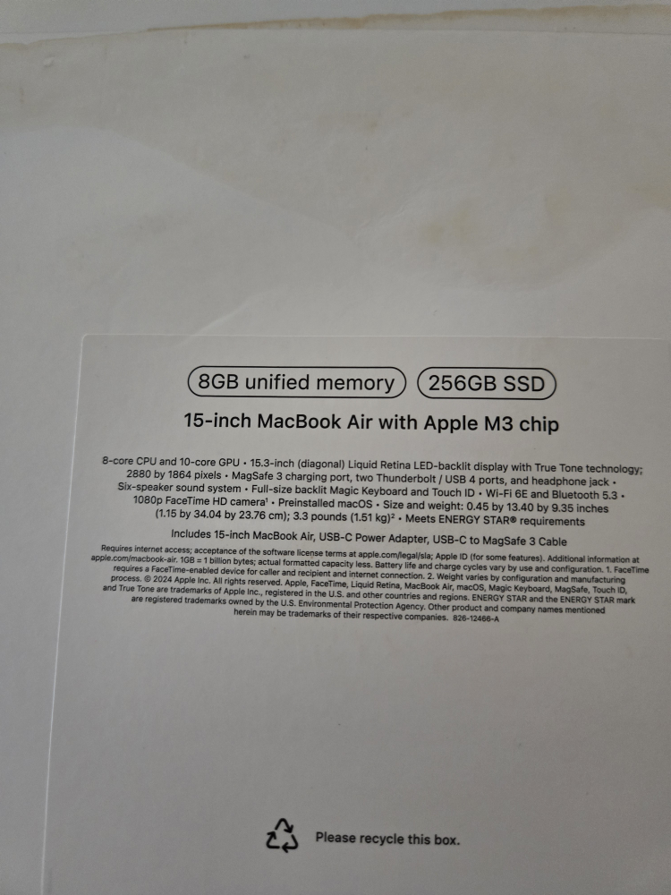 Apple Macbook Air M3 (2024) 15.3inch Starlight laptop - photo 2