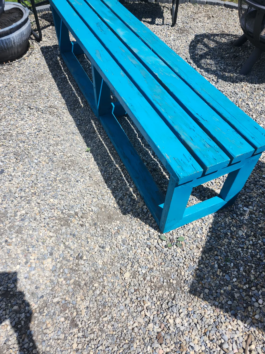 Bright blue outdoor bench image indicator(5)