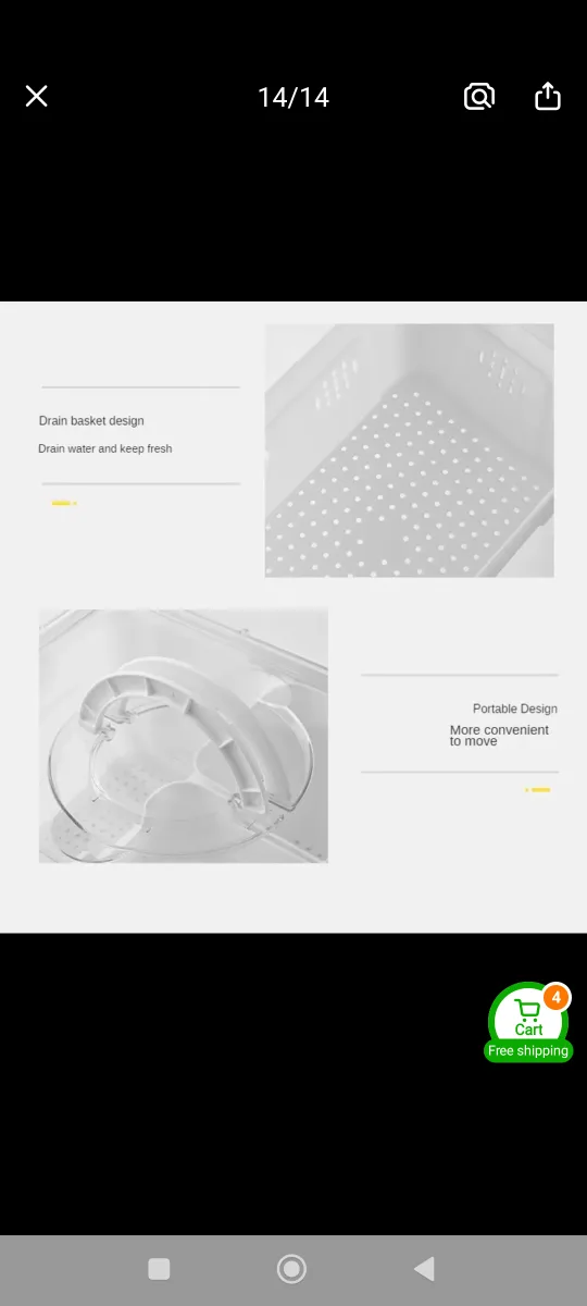 New Refrigerator Storage Box with 4 grids draining boxes image indicator(2)