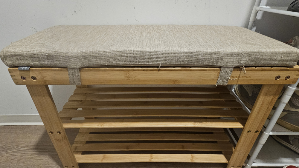 Bamboo Shoe Bench with Cushion