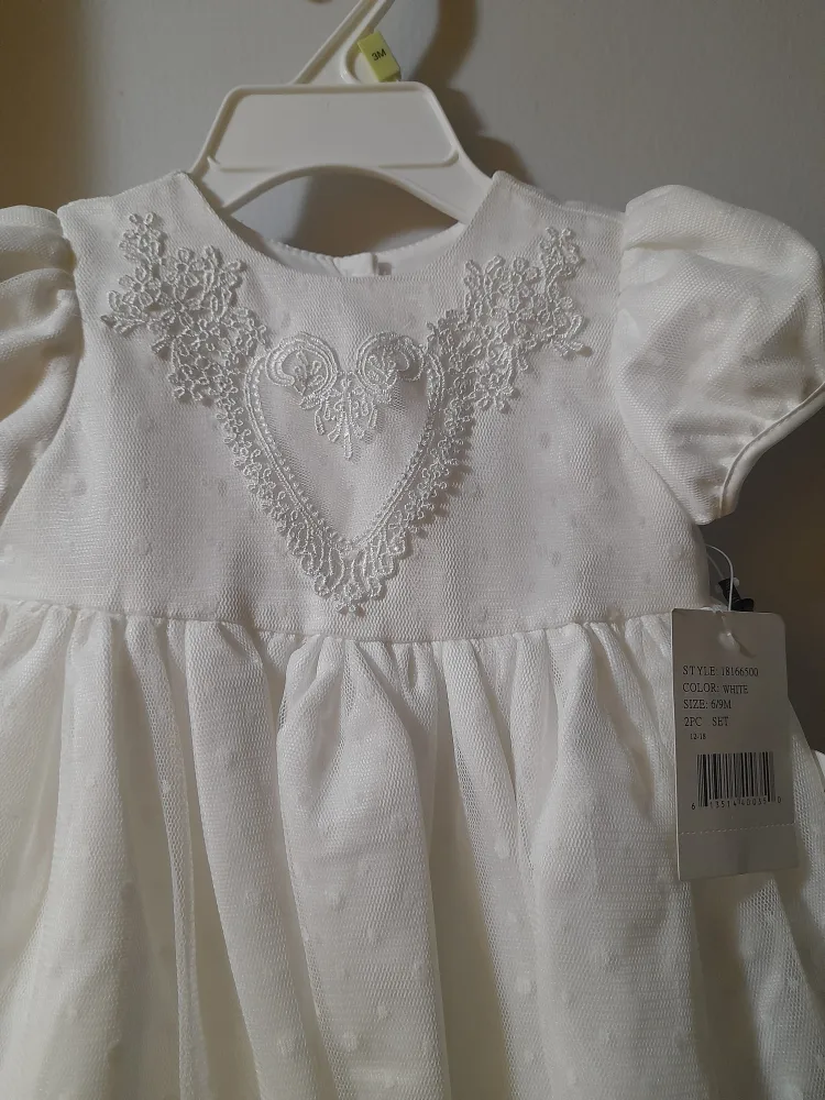 Pippa & Julie 6 -9 Month New White Christening Gown Dress thumbnail
