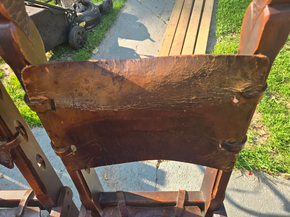 Rustic Leather & Wood Dining Chairs image indicator(6)