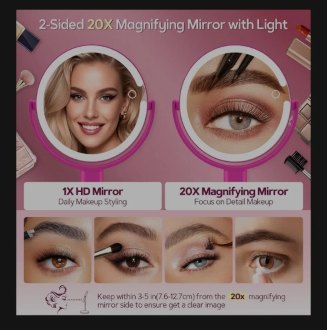 Adjustable Makeup Mirror with Lights image indicator(5)