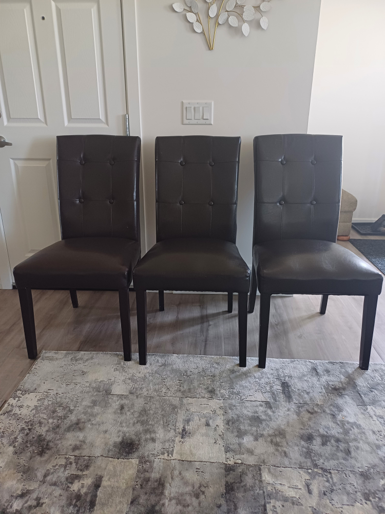 Set of 3 Brown Dining Chairs