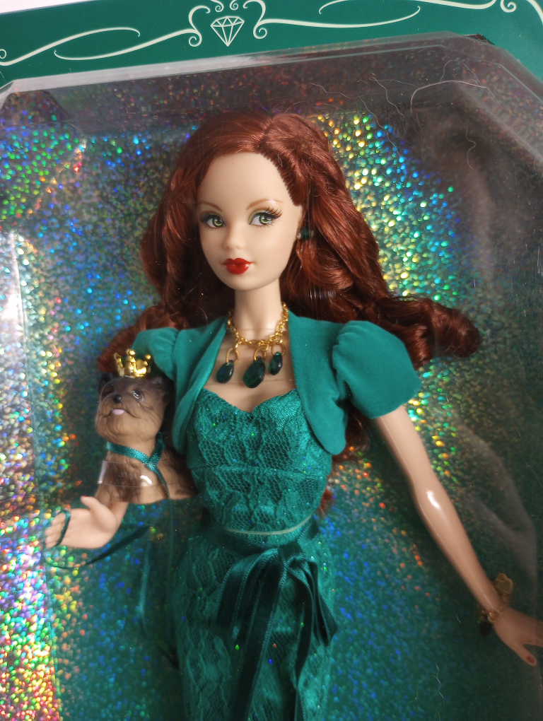 Set of 2 Birthstone Beauties Miss Emerald Barbie Doll - photo 3