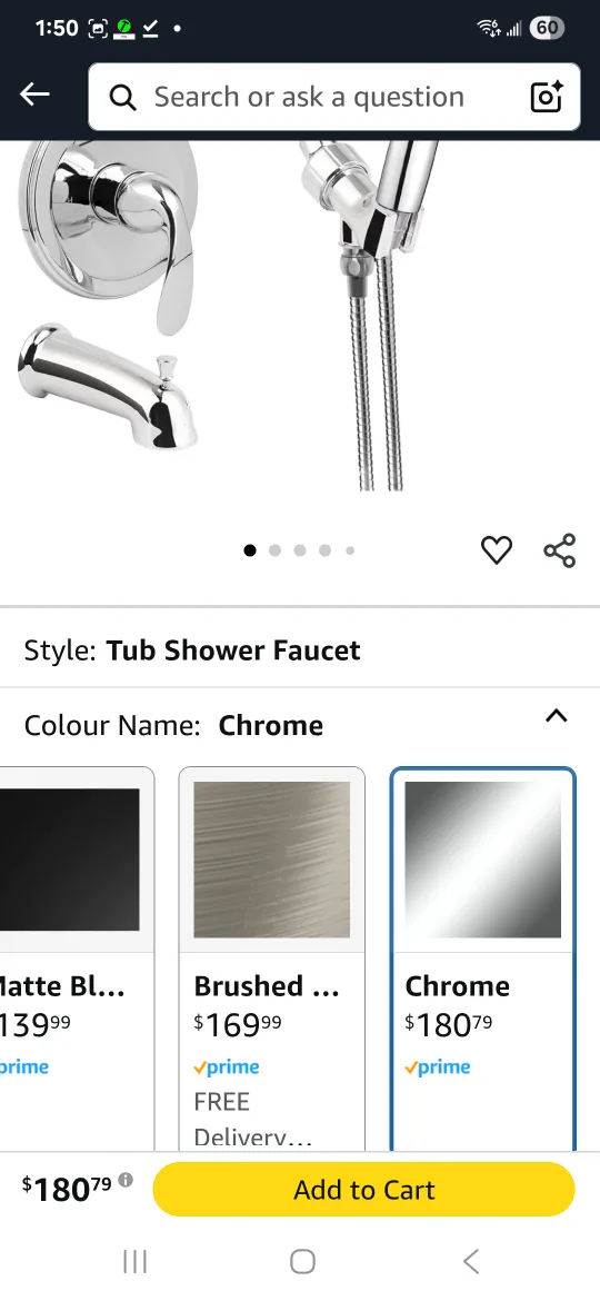 Chrome Tub Shower Faucet image indicator(5)