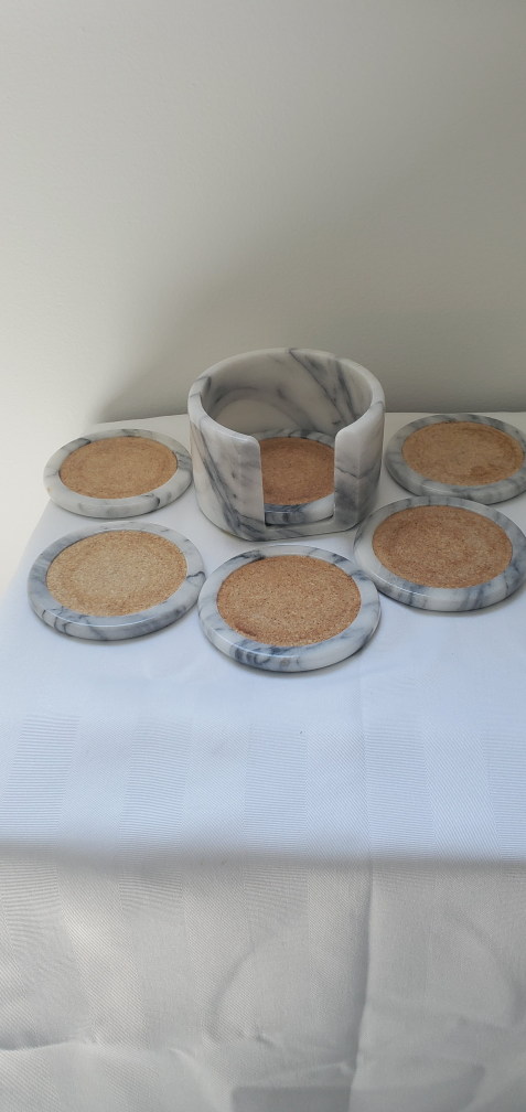 Marble Coaster Set with Holder - photo 2