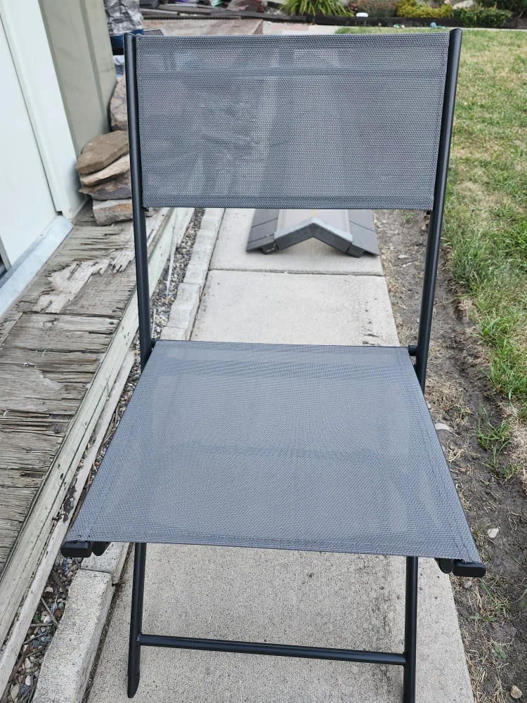 Set Of (2)  New Folding Grey Outdoor Chairs thumbnail
