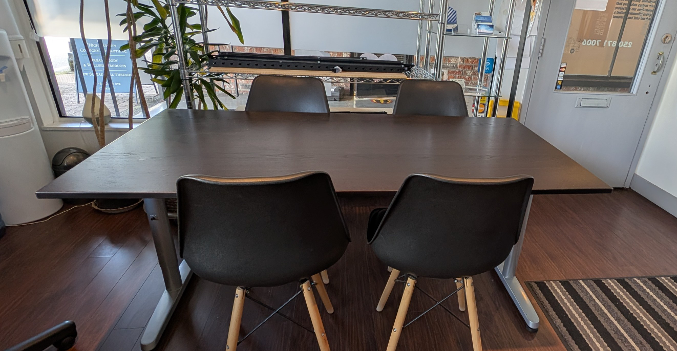 Black Seat Chair with Wooden Legs & Table (Espresso) - photo 3