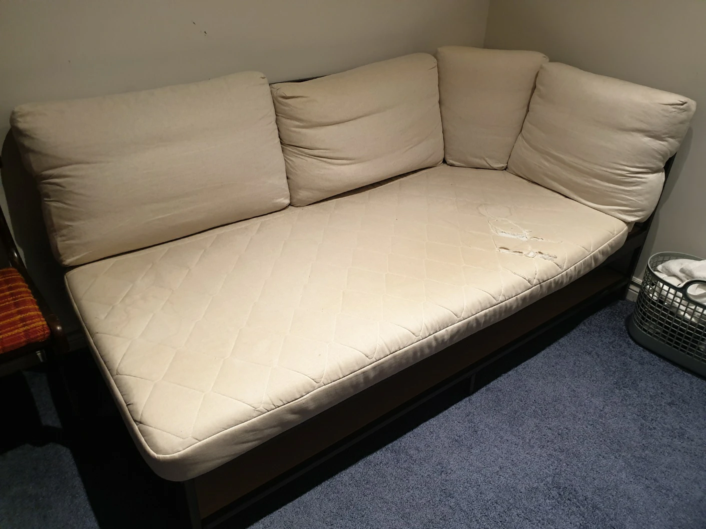 Beige Corner Sofa with Damage