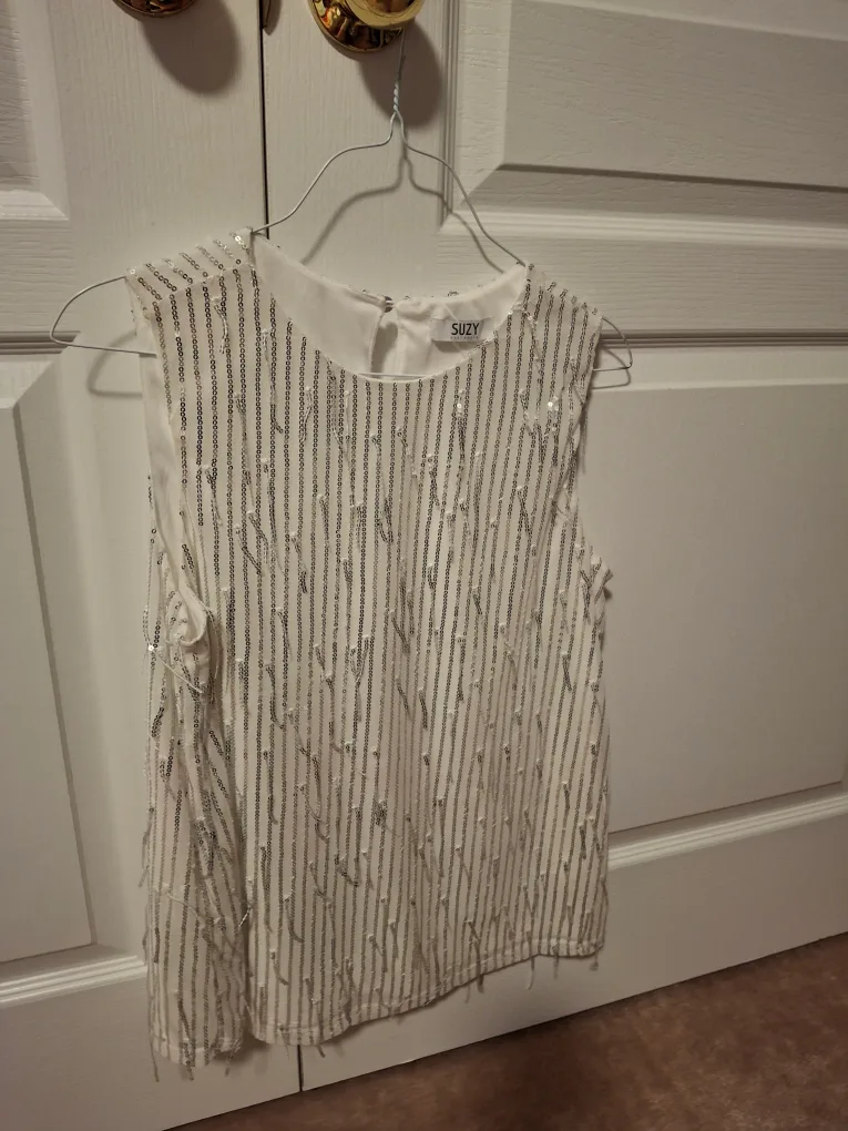 Suzy White Sequin Tank Top thumbnail