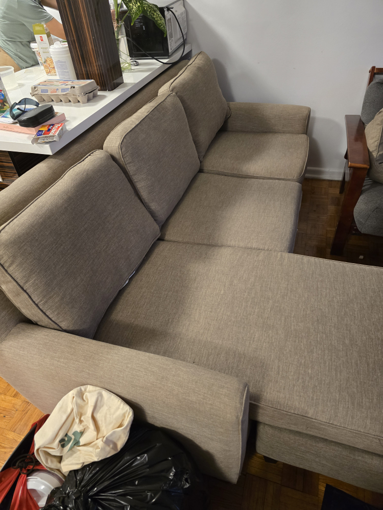 Beige Sectional Sofa with Chaise Lounge