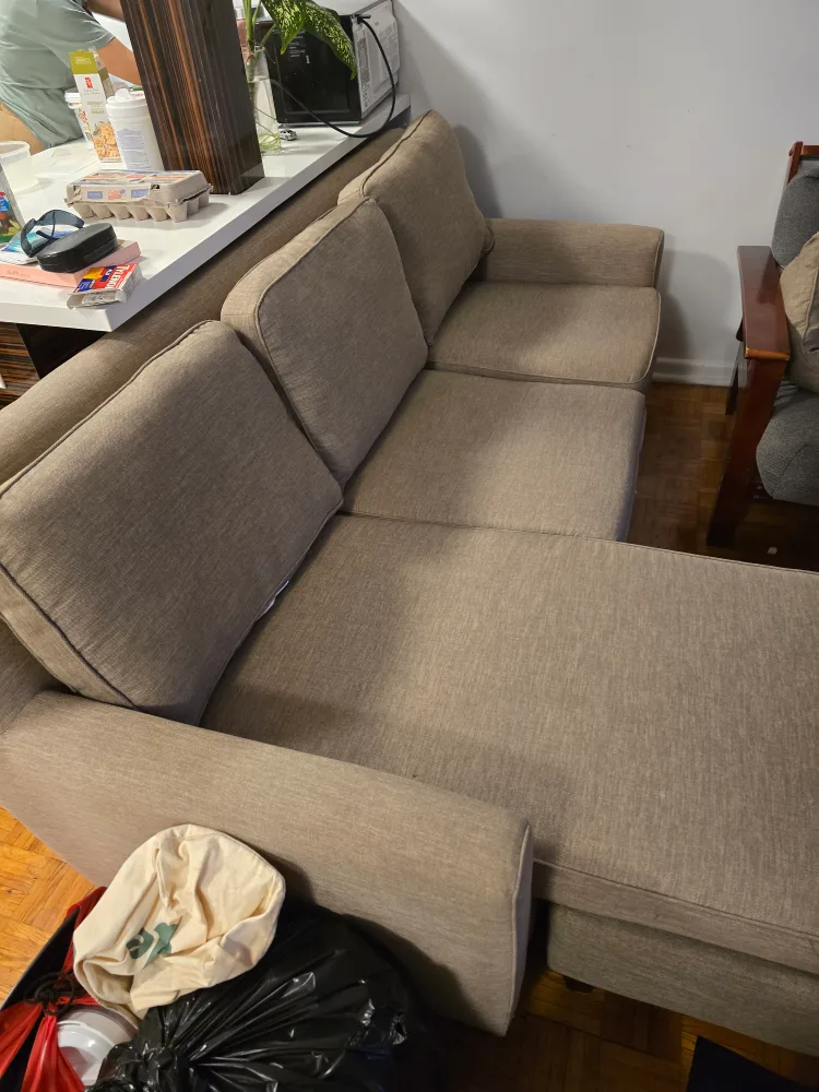 Beige Sectional Sofa with Chaise Lounge thumbnail