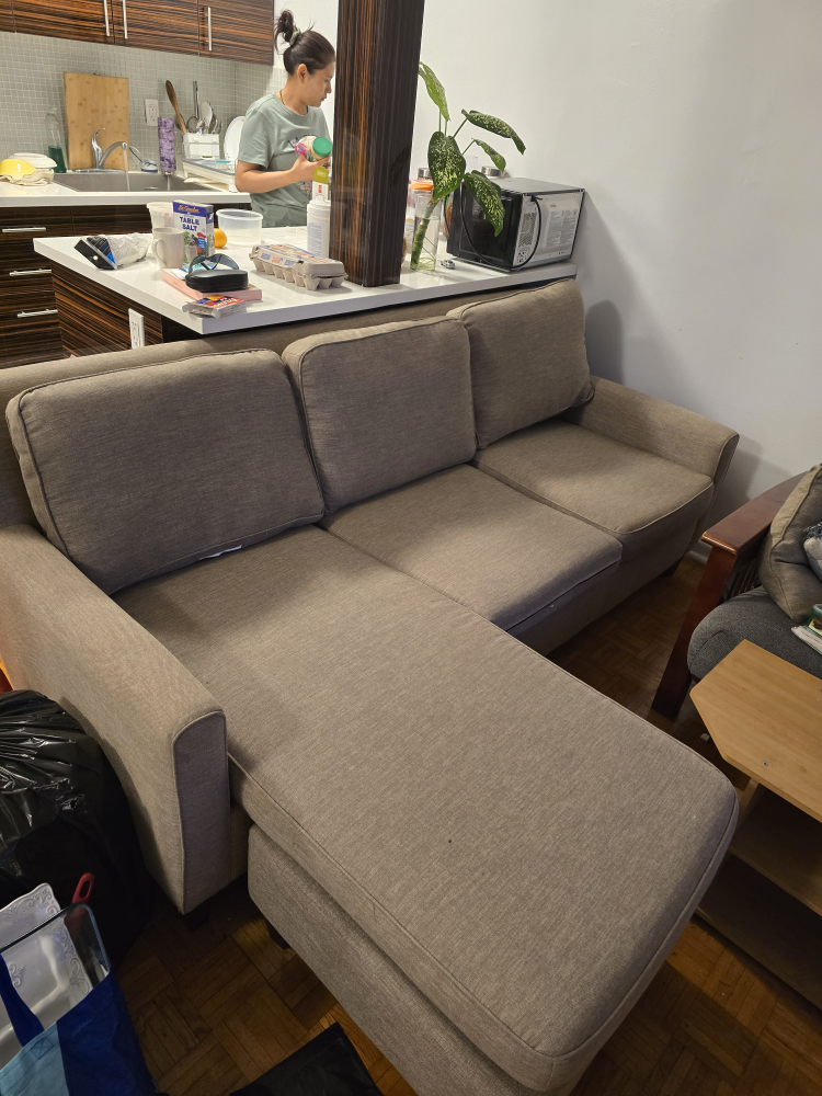 Beige Sectional Sofa with Chaise Lounge - photo 2