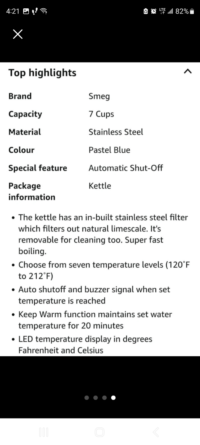Brand New SMEG Electric Kettle - Variable Temperature(57 OZ) - photo 4